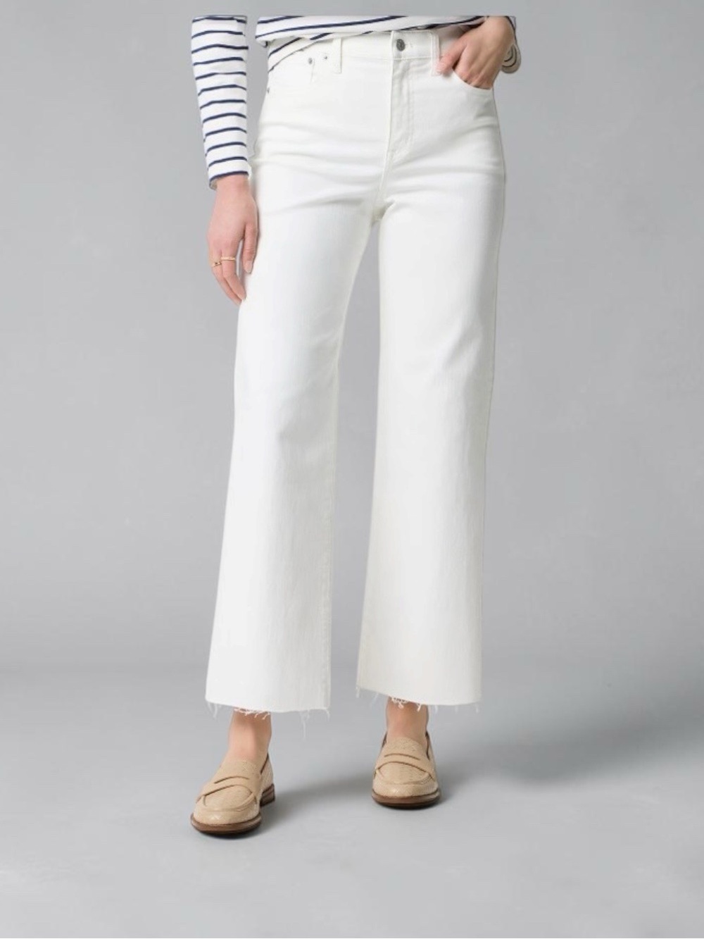 NWT J. Crew Wide Legged Cropped Jeans Seashell White Sz 32